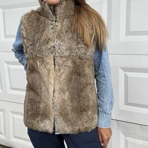 Vintage Express Genuine Rabbit Fur Vest Jacket Sz M Y2k